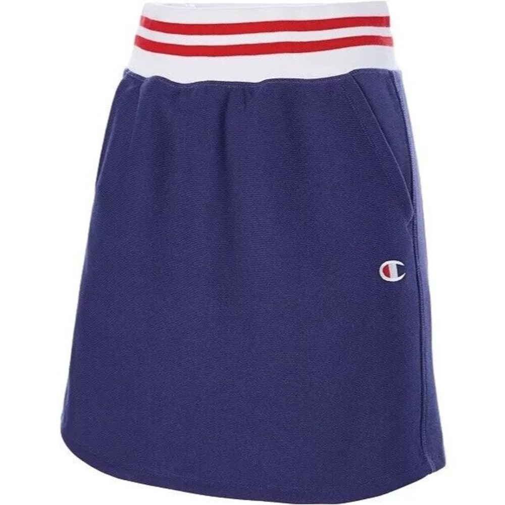 CHAMPION New Womens Ribbed knit Striped Short A-line Skirt Navy Blue L
